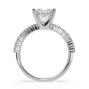 Lavinia Princess Cut Side Stone 4 Prong Engagement Ring Setting - Nivetta